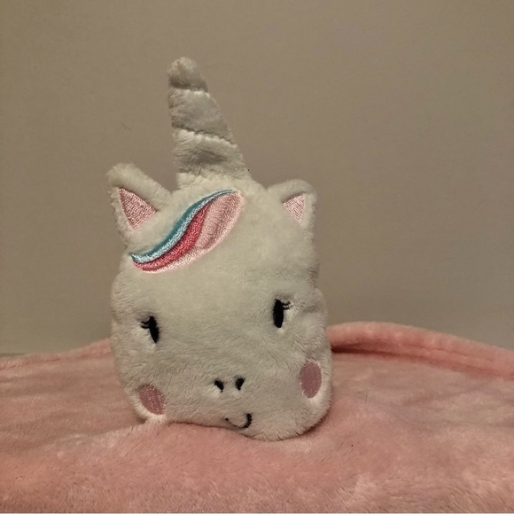 🔥 4/$15 
CHICK pea unicorn lovey flat plush pink baby girl security blanket - Picture 2 of 4